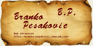 Branko Pešaković vizit kartica